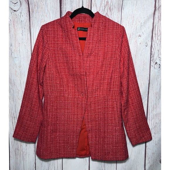 INC International Women's Tweed Red Blazer Holiday Special Occasion Formal Small - Picture 1 of 9